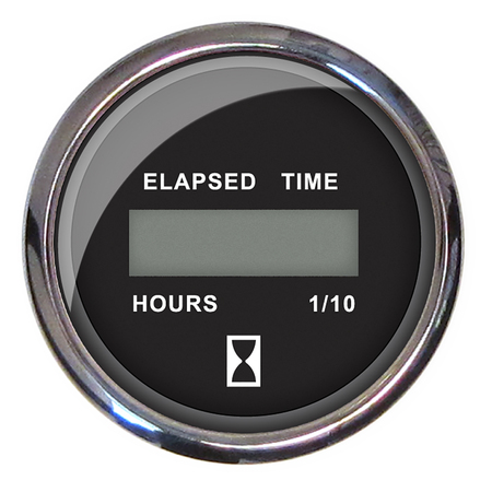 FARIA BEEDE INSTRUMENTS 2" Hourmeter 10,000 Hours Digital, 12-32VDC - Chesapeake Black w 13715
